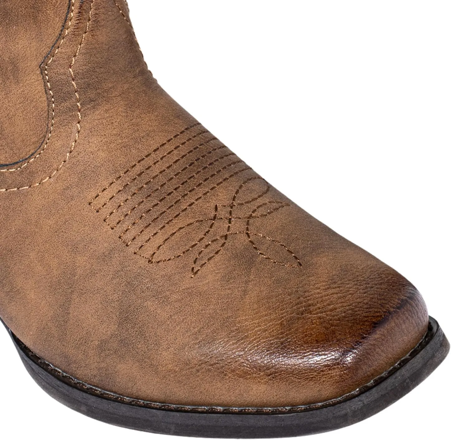 J's.o.l.e Studs Cowboy Boots for Women Narrow Square Toe Cowgirl Embroidered Western Boots Brown