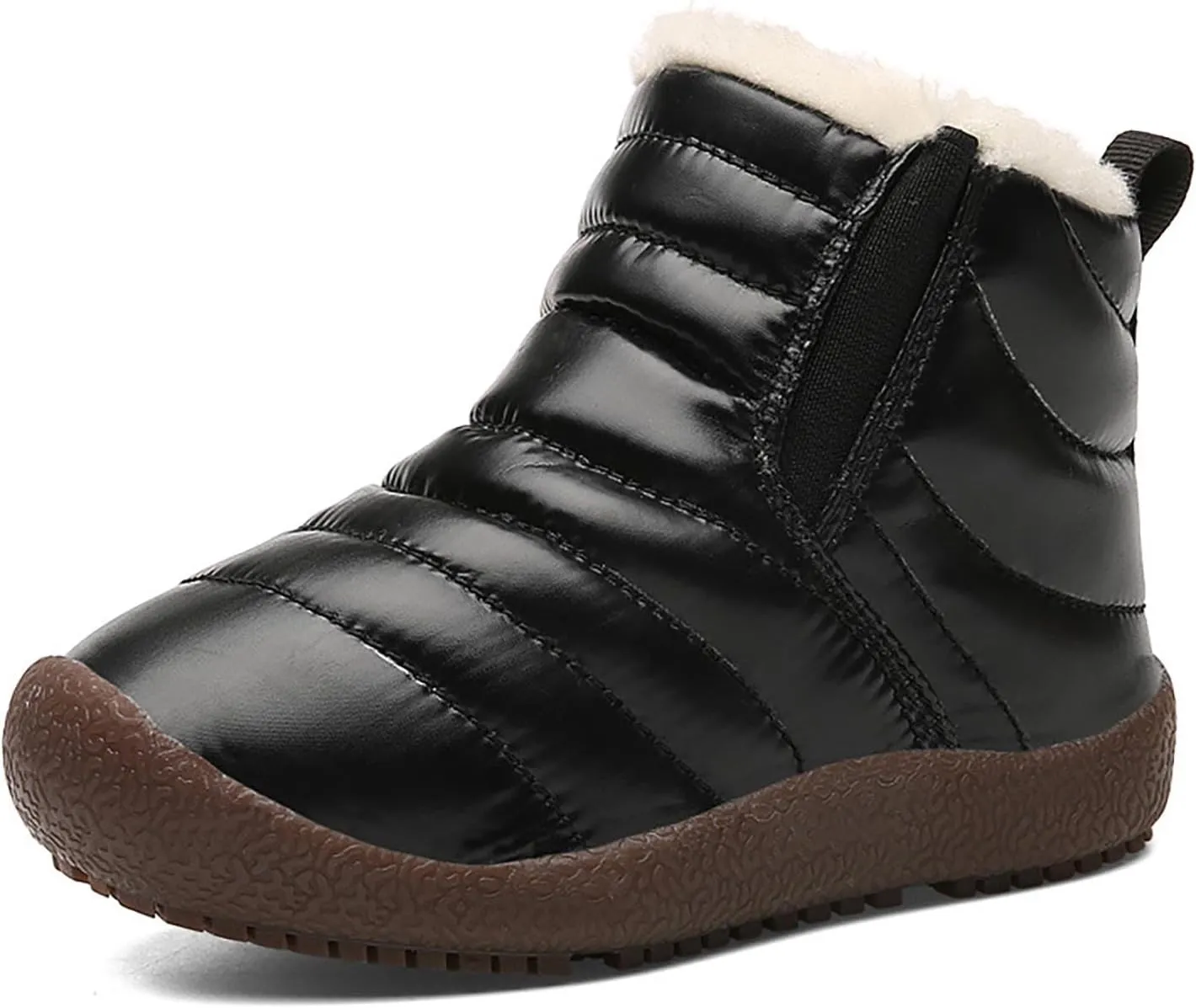 Kids Boys Girls Winter Snow Boots Outdoor Warm F𝐮r Lined 𝐖aterproof Ankle Boots Toddler Slip Shoes Plush Flat Boots
