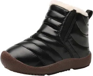 Kids Boys Girls Winter Snow Boots Outdoor Warm F𝐮r Lined 𝐖aterproof Ankle Boots Toddler Slip Shoes Plush Flat Boots