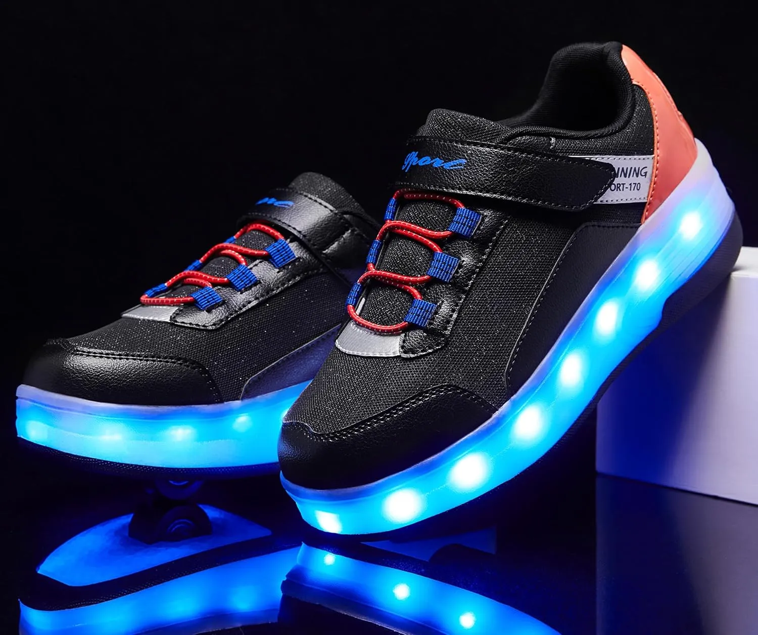 LED Roller Skates Shoes 4 Wheel Skating for Kids 5-15 Years -12 Light Modes Boys Girls Light Up Sneakers for Birthday
