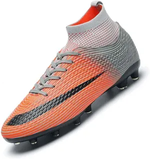 MEBAMY Men's Soccer Shoes Cleats Professional High-Top Breathable Athletic Football Boots Outdoor/Indoor Professional Futsal Football Training Sneakers