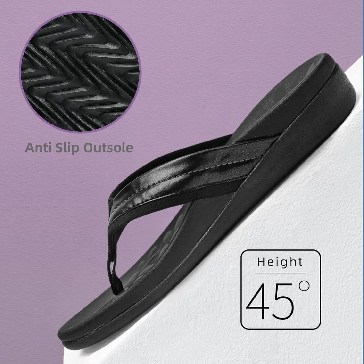 MEGNYA Orthopedic Walking Sandals with Arch Support, Casual Plantar Fasciitis Flip Flops for Flat Feet, Comfortable Cushioned Foam Slippers for Beach Summer