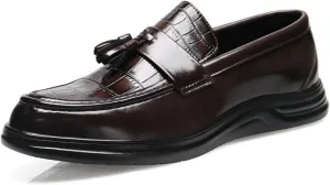 Men's Patent Leather Tassel Dress Loafers Fashion Comfort Round Toe Low-Top Slip-On Soft Bottom Breathable Formal Smoking Shoes Non-Slip Business Wedding Party Shoes