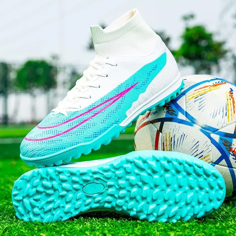 Men’s Soccer Shoes Cleats Football Boots Professional Training Outdoor Indoor Sneaker High-Top Spike Breathable Athletic