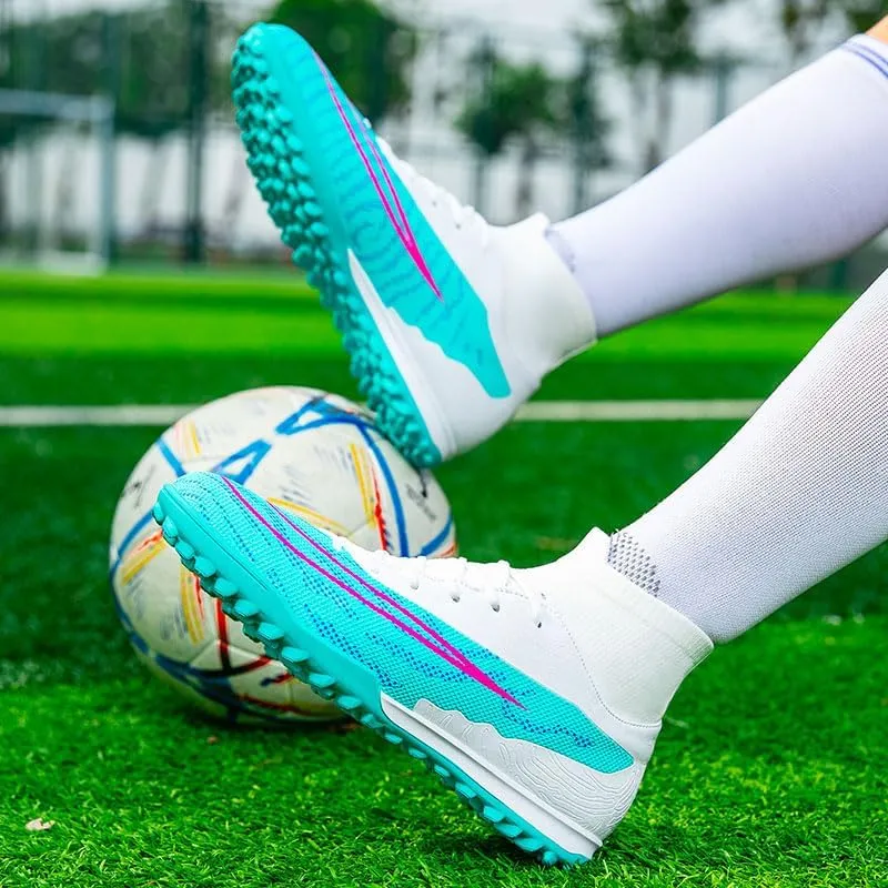 Men’s Soccer Shoes Cleats Football Boots Professional Training Outdoor Indoor Sneaker High-Top Spike Breathable Athletic