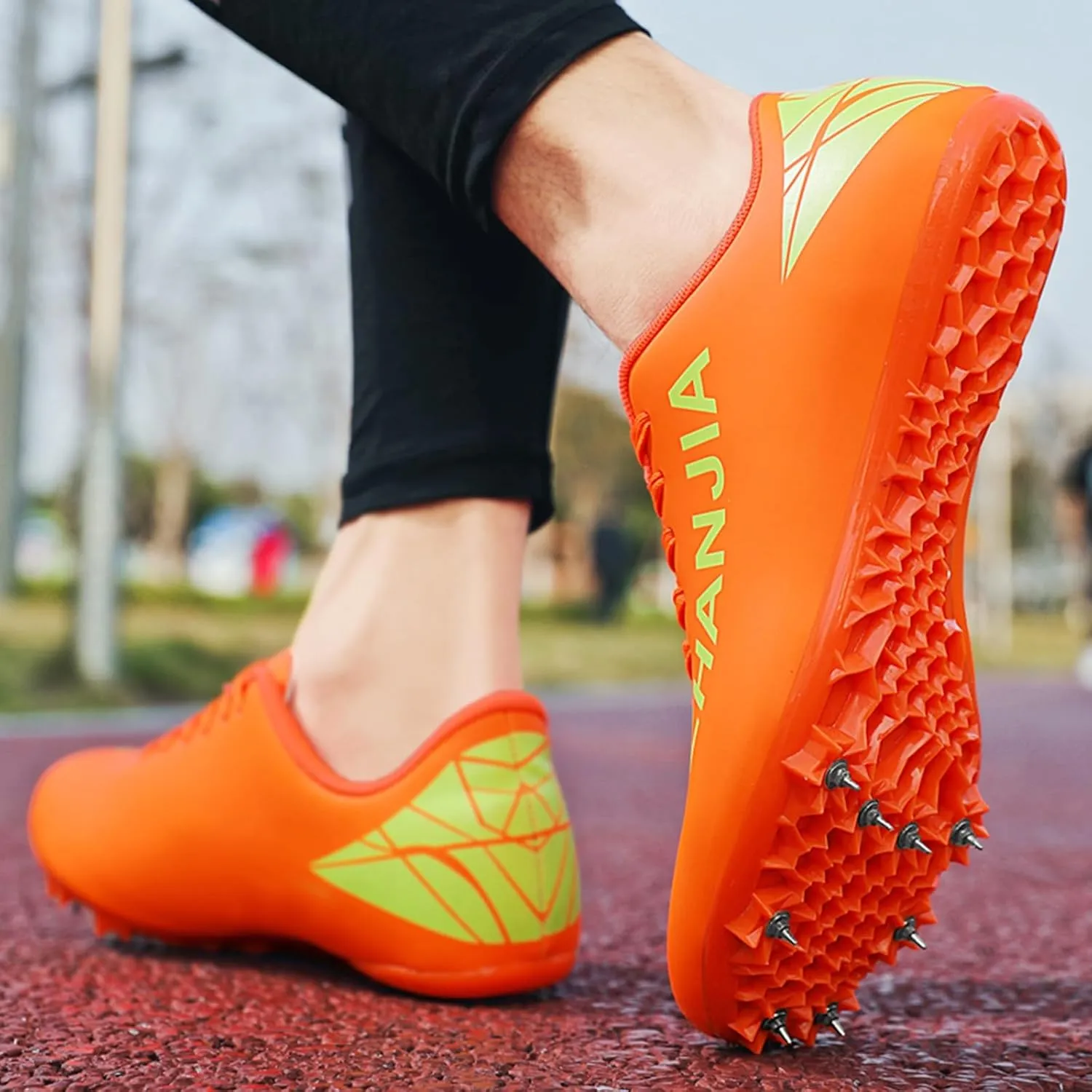 ONAIC Mens Track and Field Shoes Boys Girls Teenagers 8 Spikes Sneakers Race Jumping Running Training Shoes Professional Sprint Sport Shoes