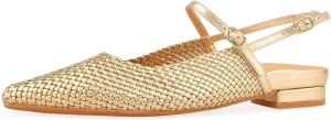 Pazzion Women's Closed Pointy Toe Low Heel Pumps Strap Buckle Slingback Flats Shoes for Casual Working Leisure Size 4-16 US
