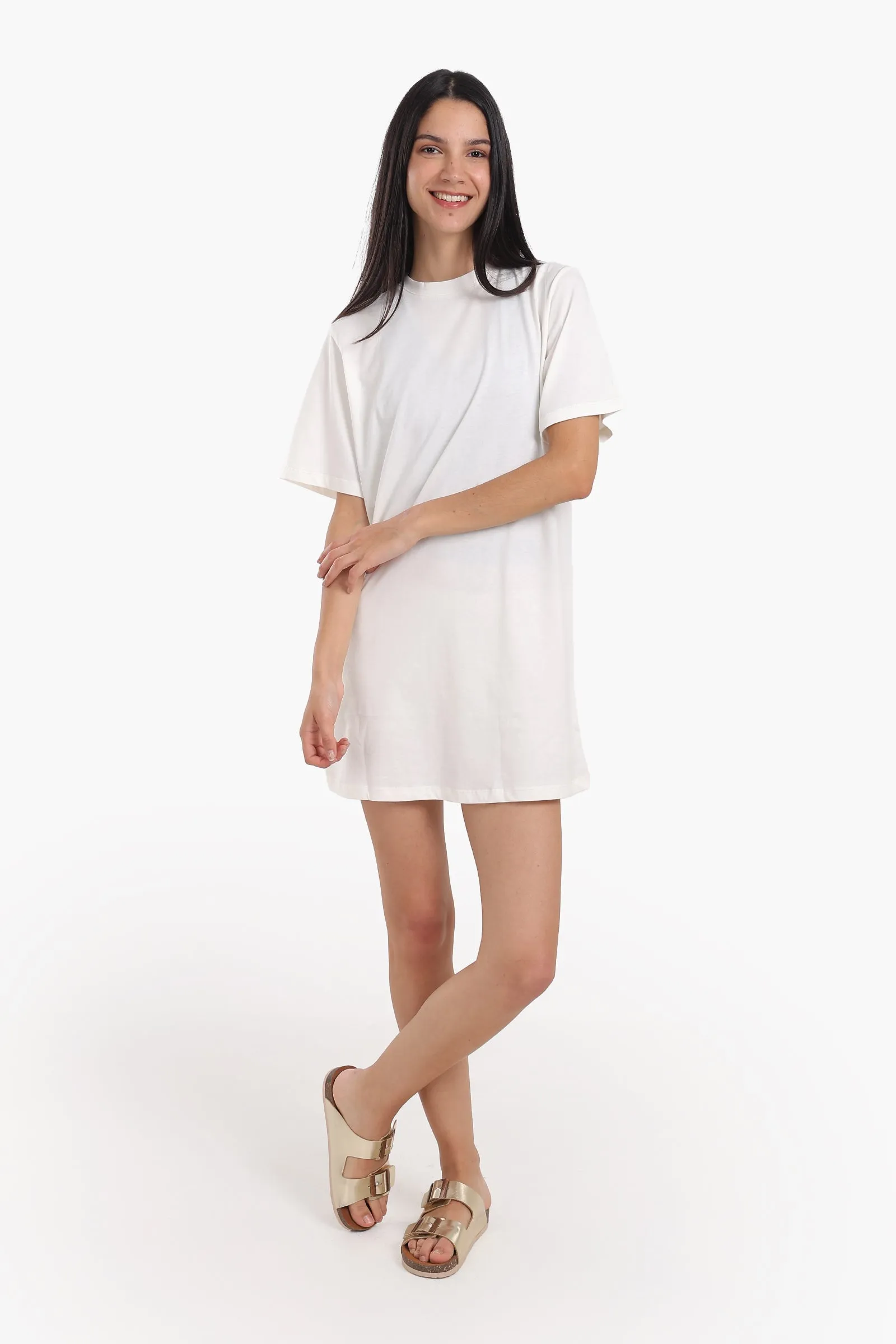 Short Sleeves Cotton Mini Dress