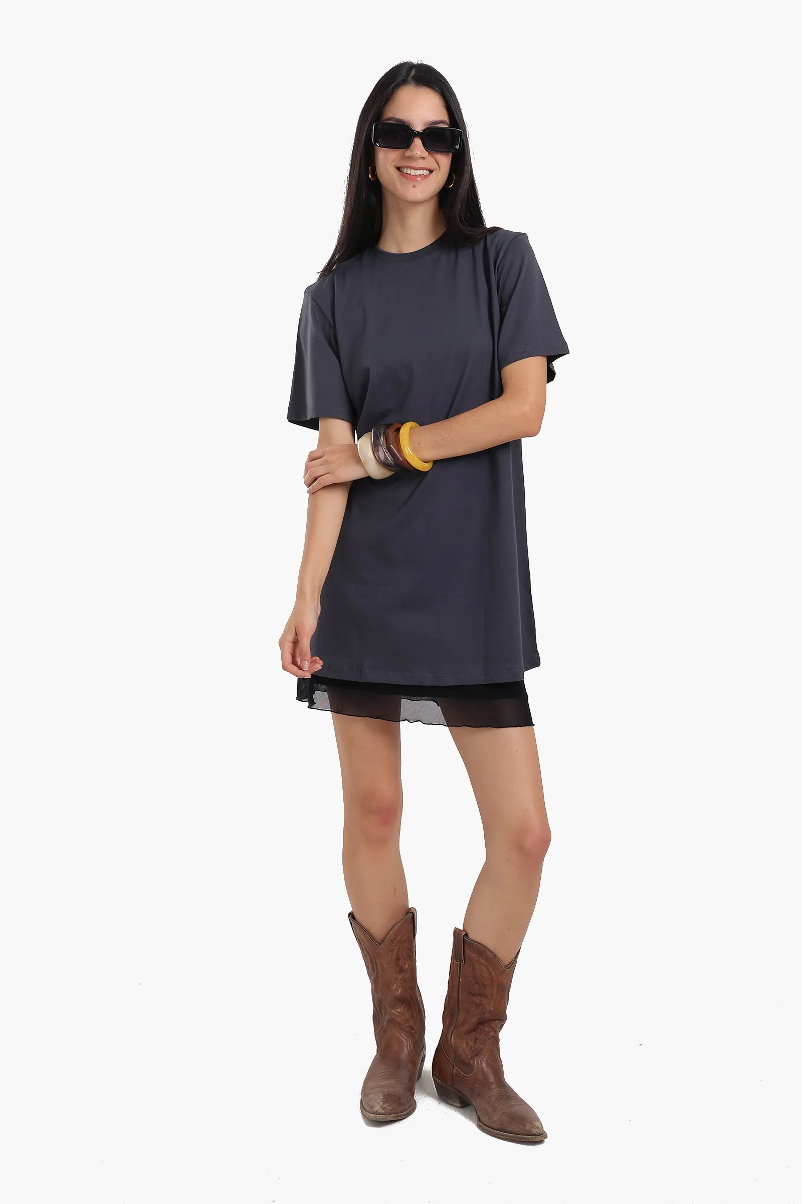 Short Sleeves Cotton Mini Dress