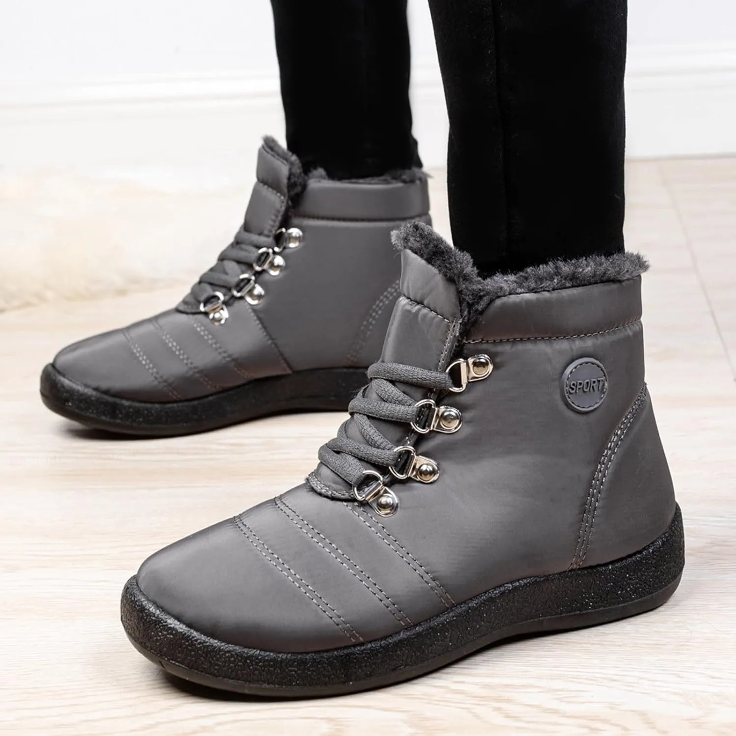Snow Boots for Women Fur Lined Winter Boots Waterproof Warm Ankle Boots Comfortable Slip On Boots Outdoor Short Boots
