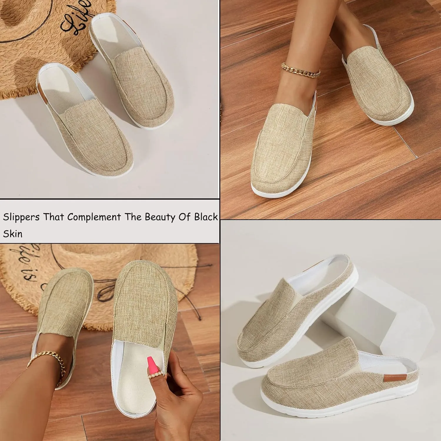 SOLPNOW Women'S Canvas Leopard Print Mule Flat Slippers,Slip On Breathable Non-Slip Casual Sneakers,Summer Work Nurse Slippers