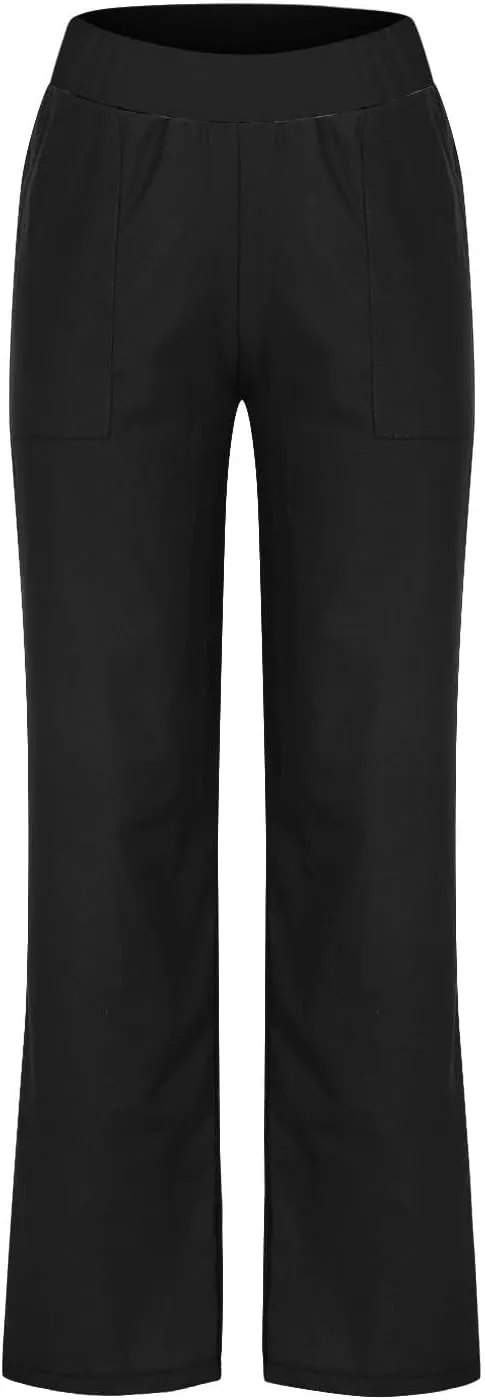 Straight Leg Pants for Women Dressy Casual 2024 Elastic High Waist Sweatpants Long Lounge Pant Trousers with Pockets