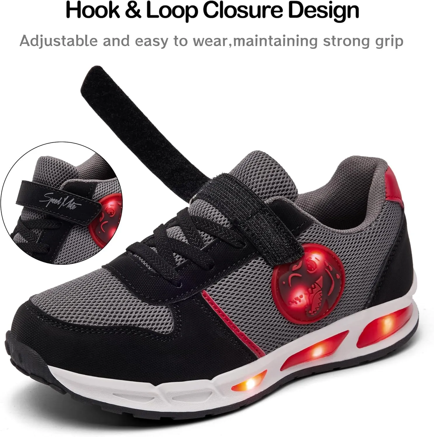 Toddler Light Up Shoes Boys Girls Breathable LED Glowing Luminous Tennis Sneakers for Outdoor Sport(Little/Big Kid)