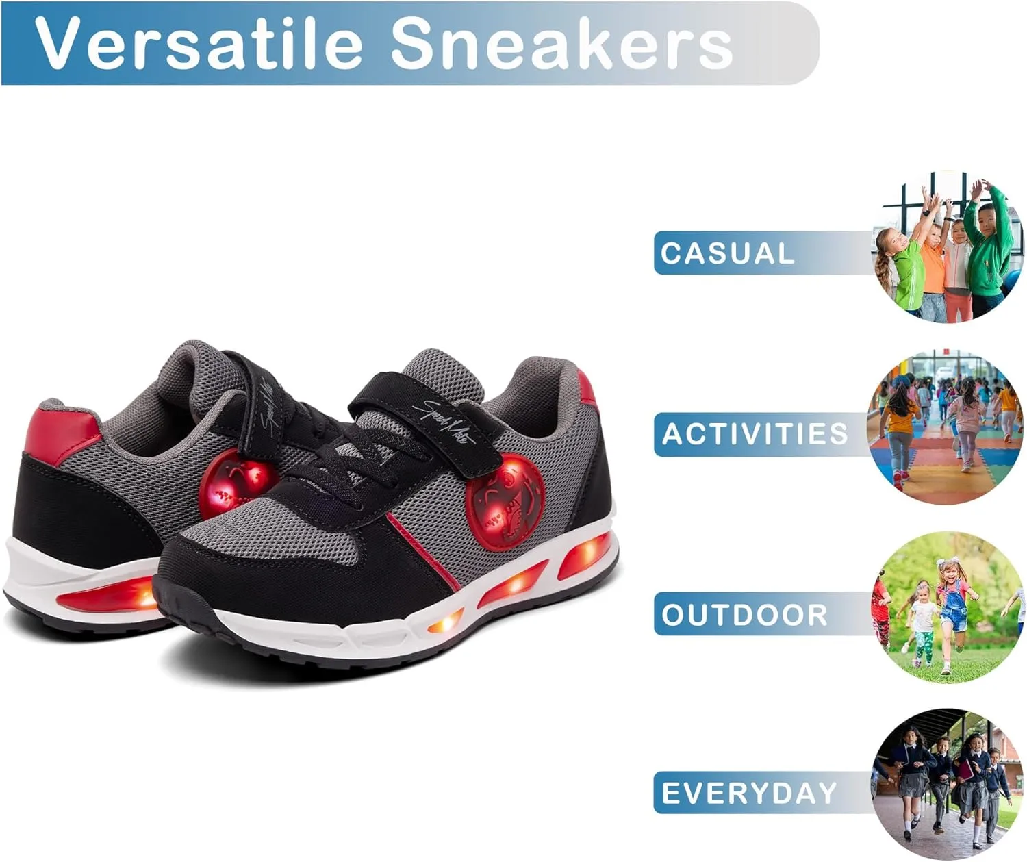 Toddler Light Up Shoes Boys Girls Breathable LED Glowing Luminous Tennis Sneakers for Outdoor Sport(Little/Big Kid)