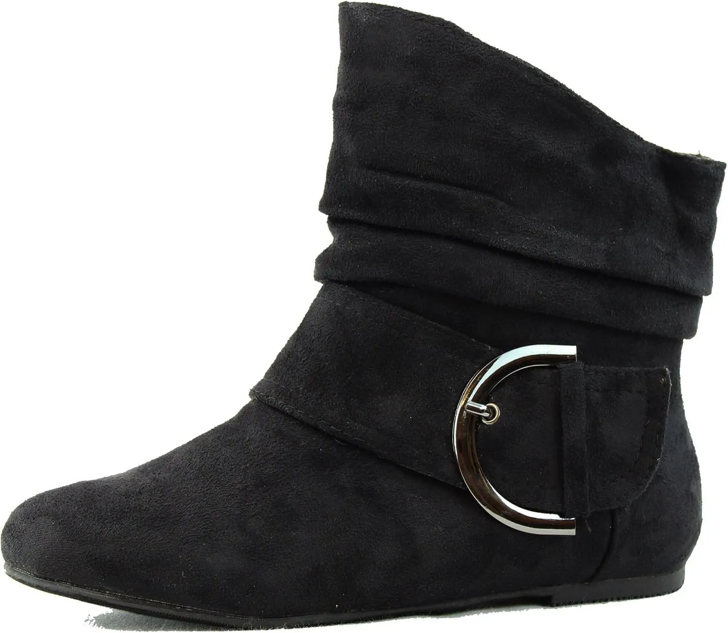 TOP Moda Women's Ankle Booties Buckle Mid Calf Buckle Slouch Flat Heel Strap Fashion Shoes