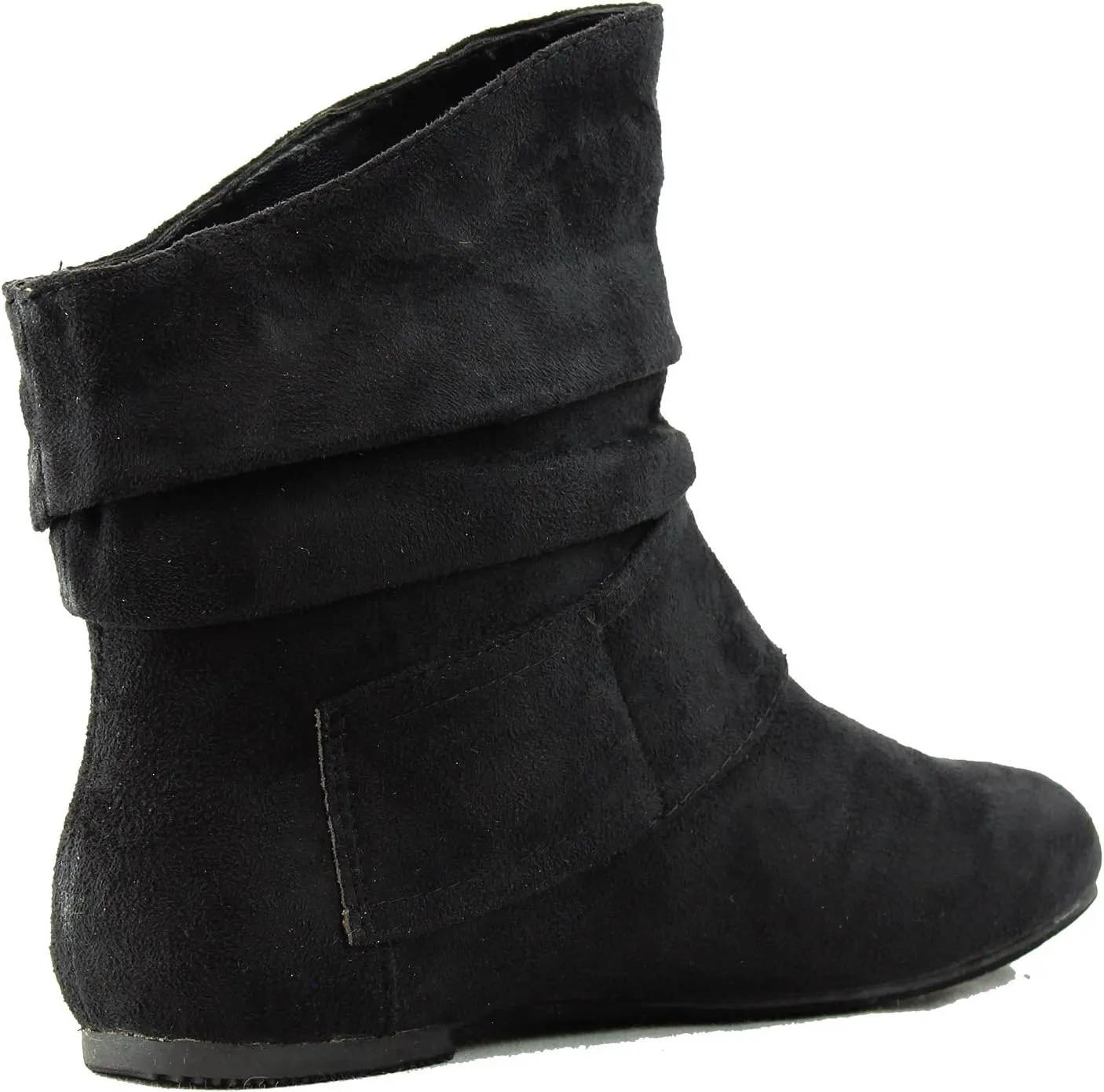 TOP Moda Women's Ankle Booties Buckle Mid Calf Buckle Slouch Flat Heel Strap Fashion Shoes