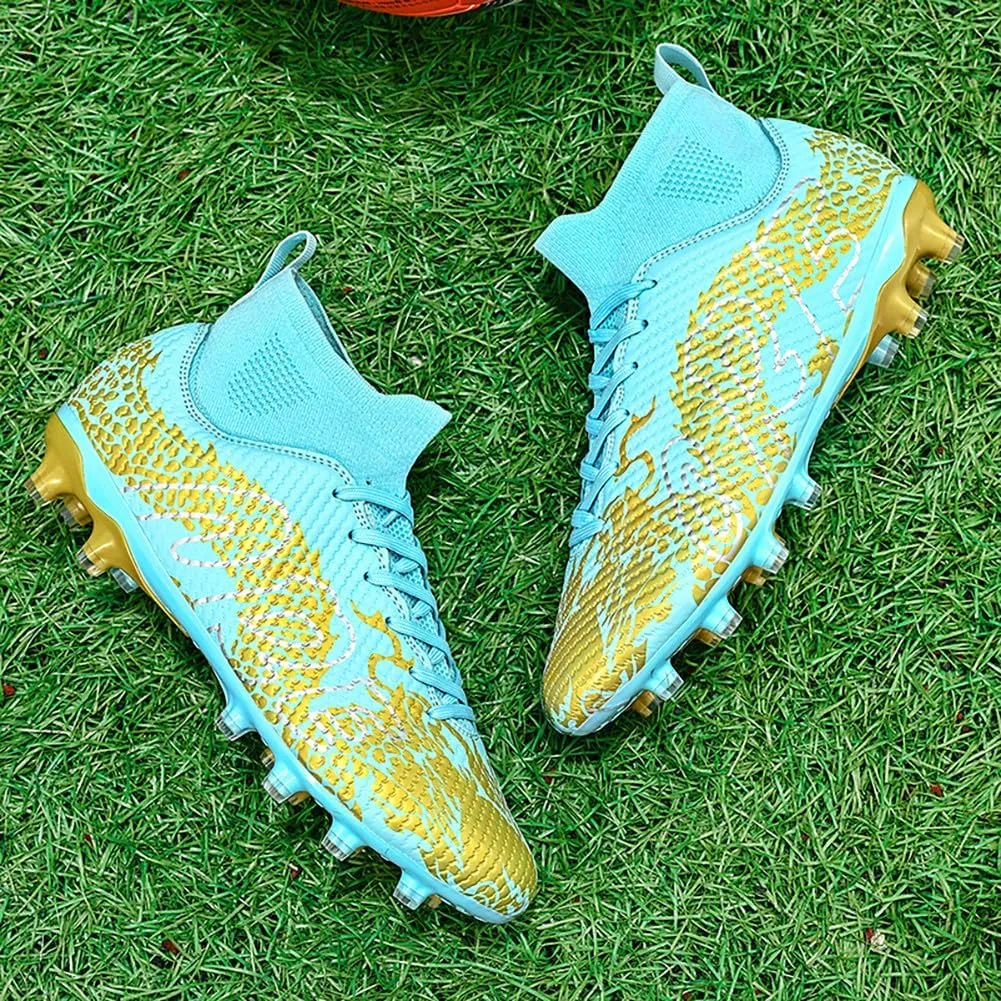 Unisex's AG Cleats Training Football Sneakers Sports Non-Slip Long Studs High-Top Soccer Shoes for Youth