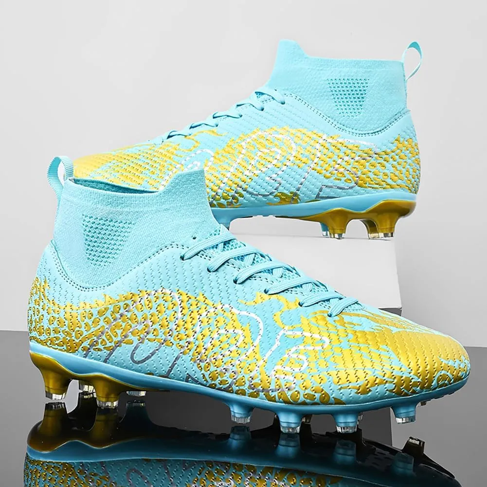 Unisex's AG Cleats Training Football Sneakers Sports Non-Slip Long Studs High-Top Soccer Shoes for Youth