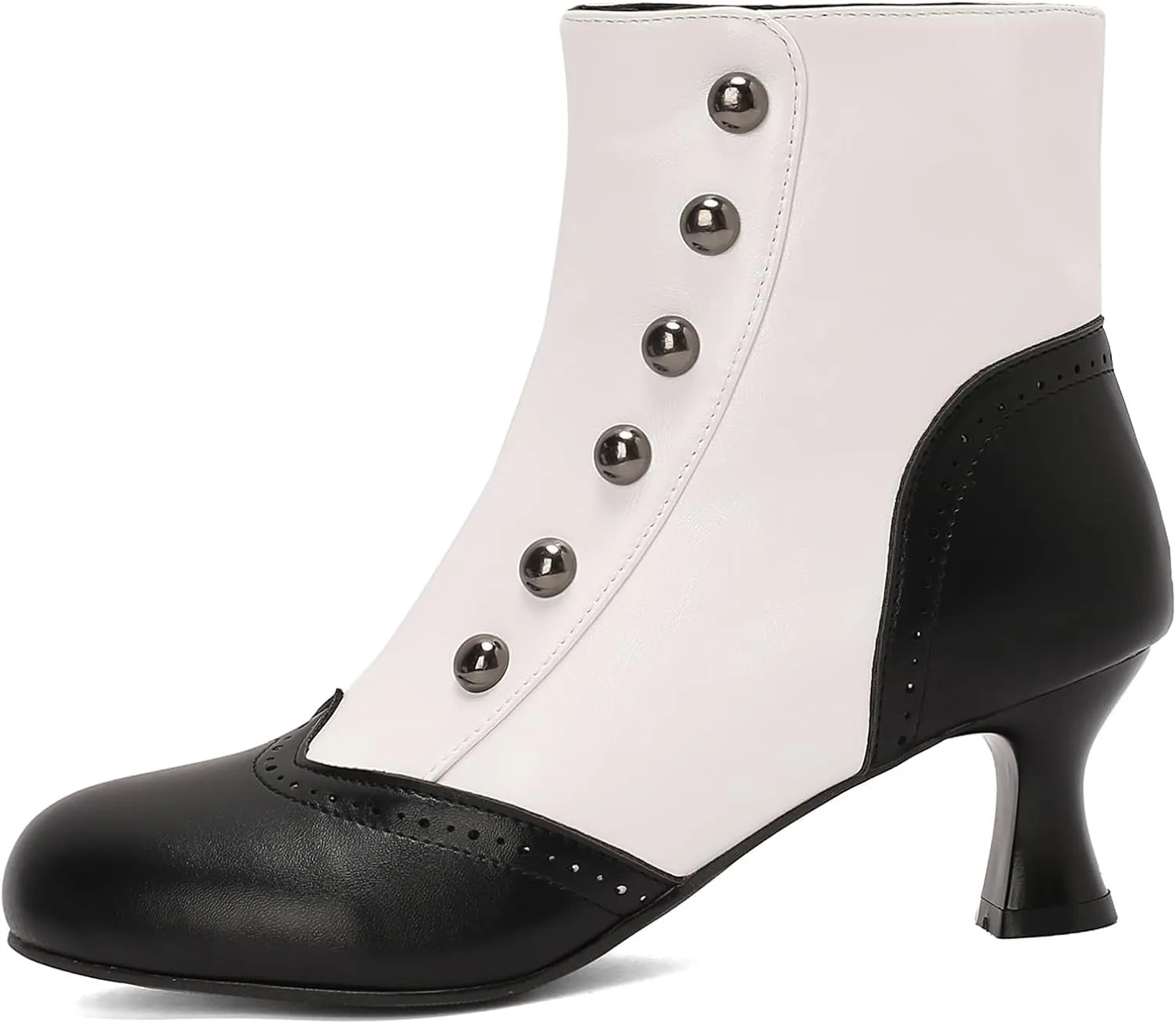 Victorian Boots for Women Vintage Slip On Rivet Ankle-High Booties