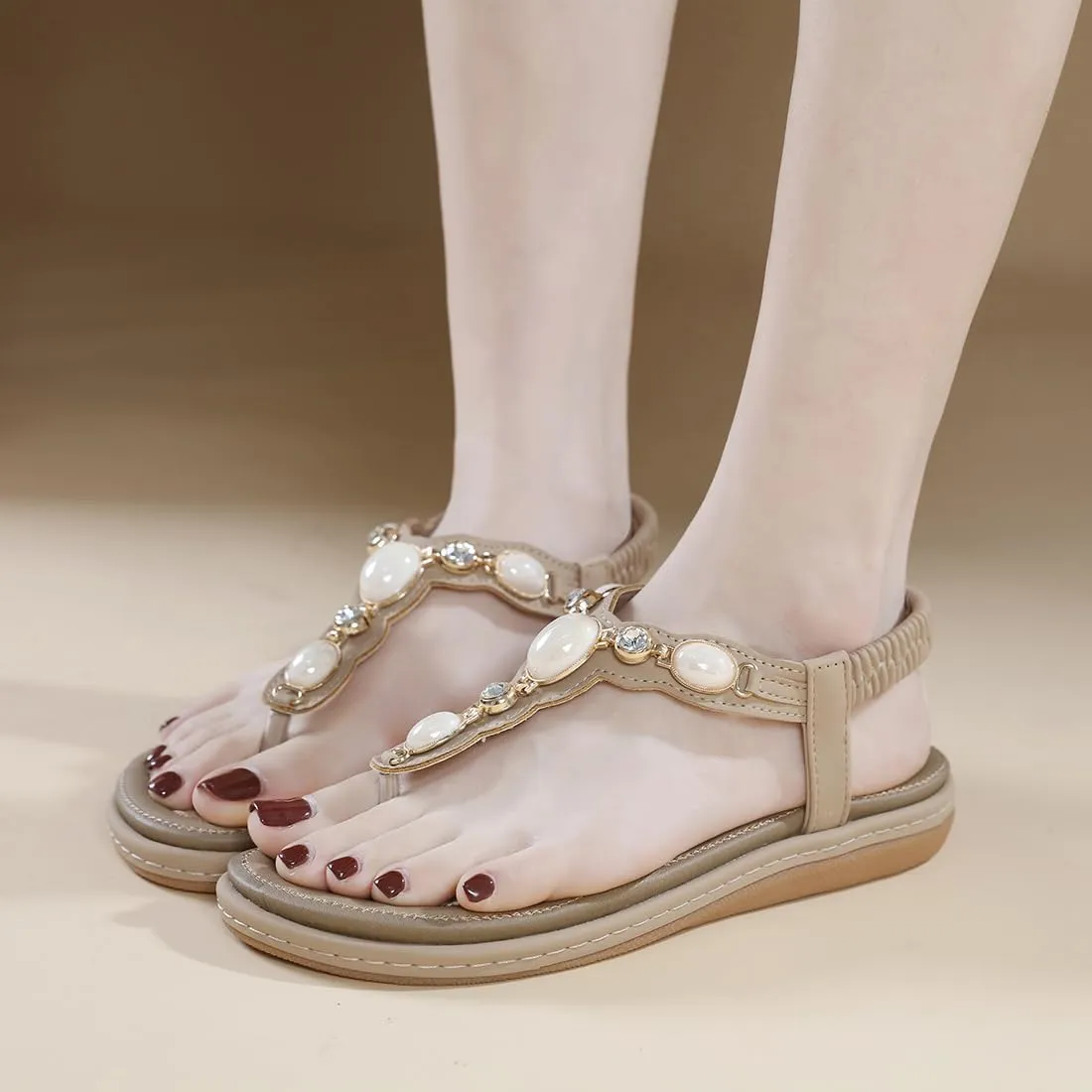 Women Flat Sandals Dressy Casual Summer flat flip flops Comfortable Sandals Bohemian Flats Shoes