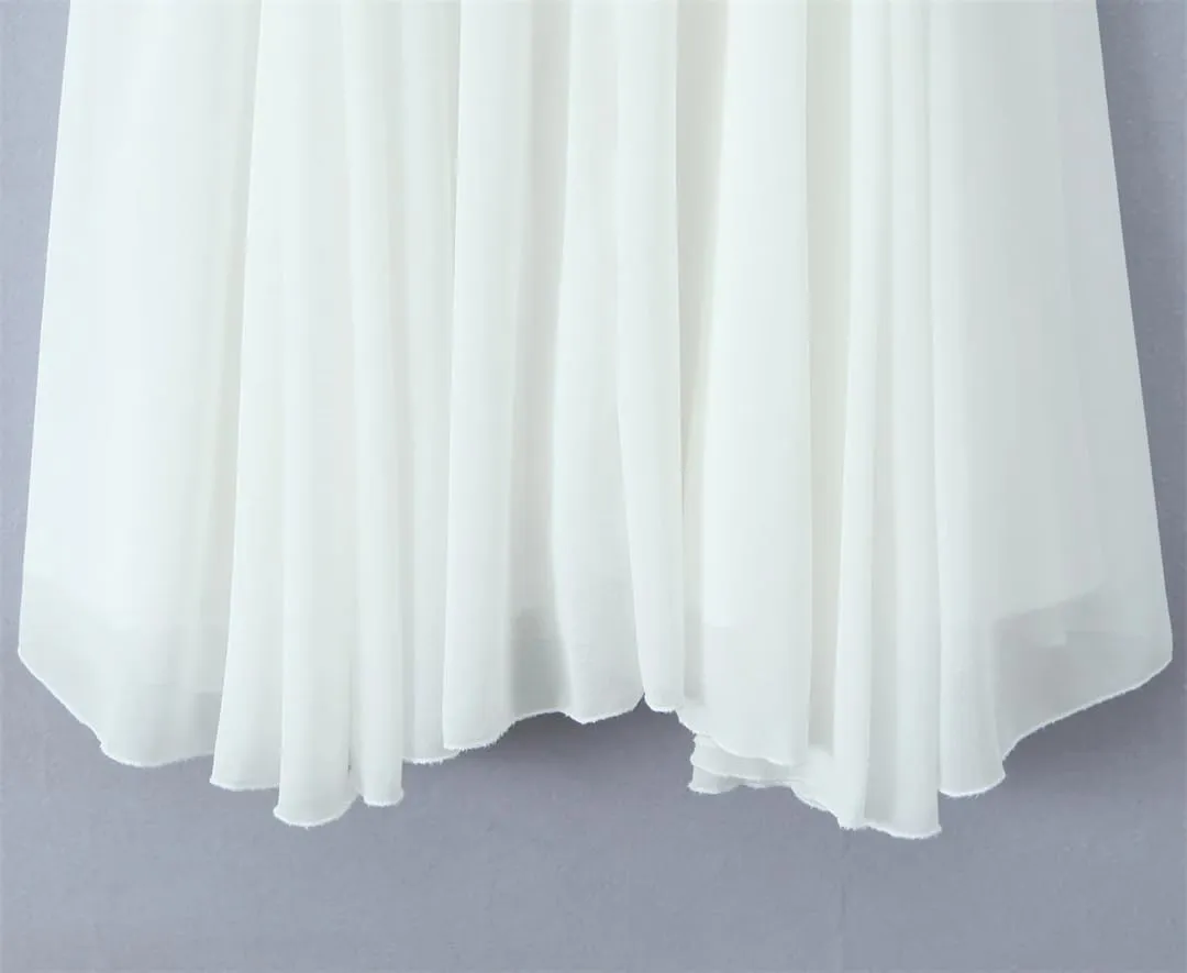 Women White Big Backless Spaghetti Strap Dress Back Zipper Loose Swing Mini Dresses Holiday Robe