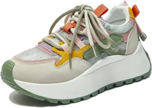 Women's Breathable Platform Sneakers Campus Fashion Lightweight Comfort Walking Shoes