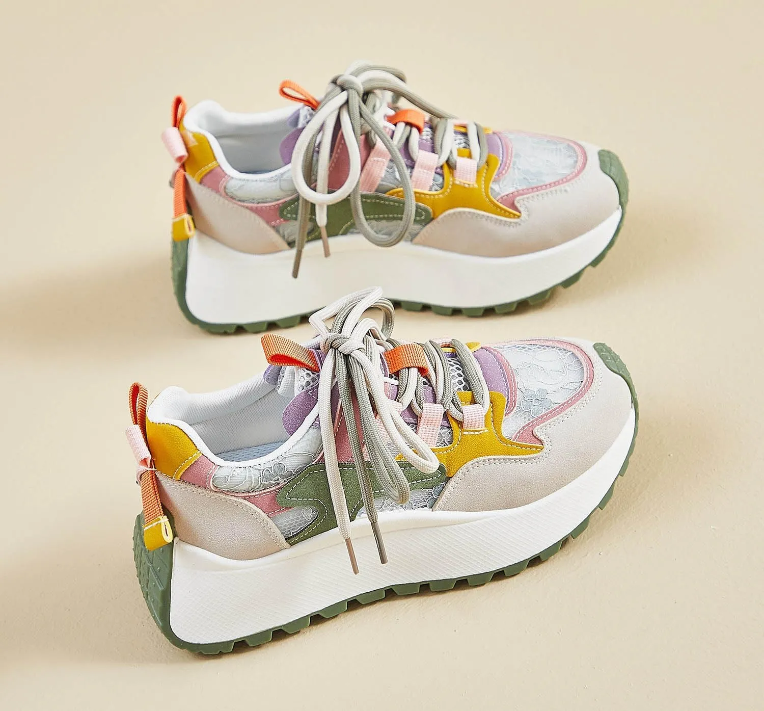 Women's Breathable Platform Sneakers Campus Fashion Lightweight Comfort Walking Shoes