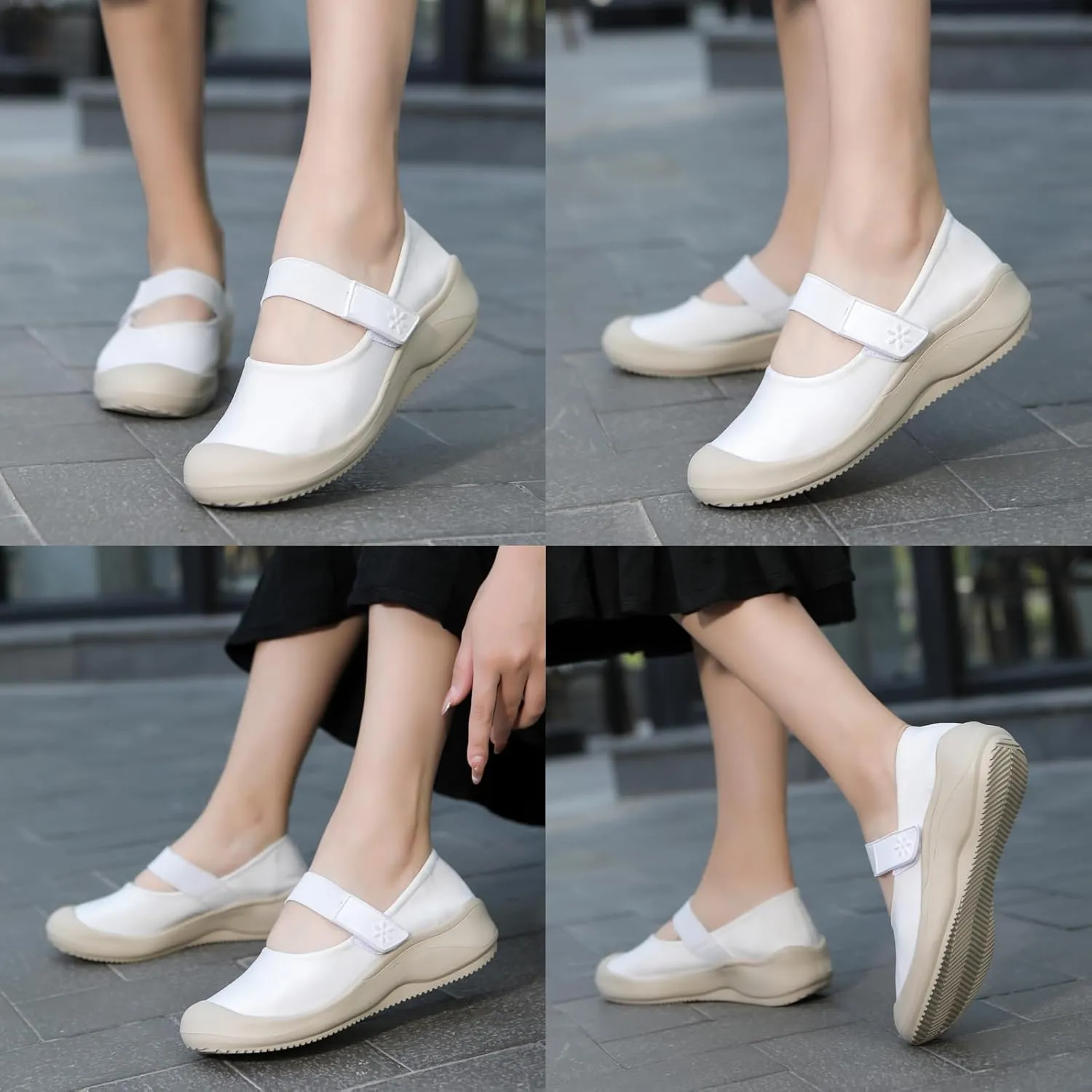 Women's Casual Slip-on Arch Support Mary Jane Shoes,Fashion Hook-Loop Orthopedic Walking Sneakers,Comfort Breathable Soft Sole Non Slip Flats Shoes