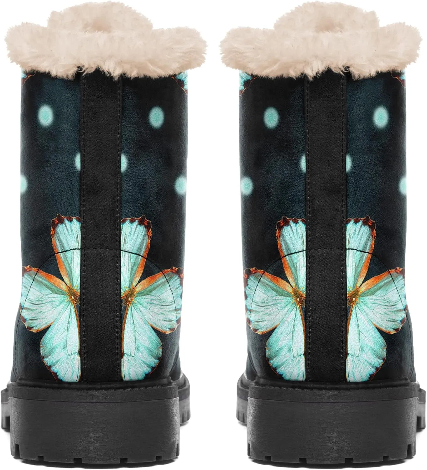 Women's Fur Snow Boots Floral Animal Print Warm Comfortable Winter Ankle Boots Waterproof Vegan Leather Boots