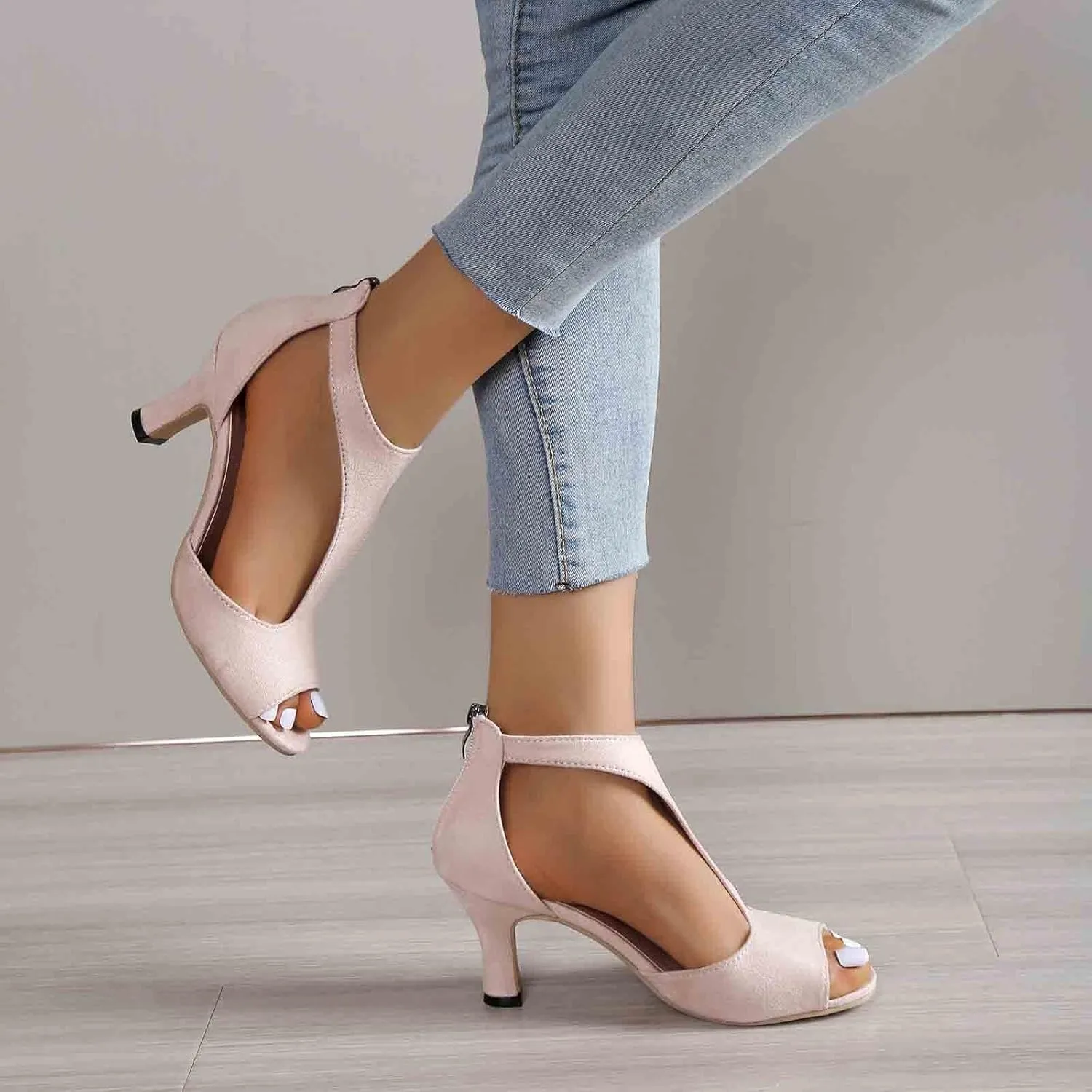 Womens Sandals Fashion Heels, Women'S Sexy High Heel Sandals Open Toe Pointed Party Sandals, Summer Dressy Low Heel Sandals Hollowed Out Comfortable