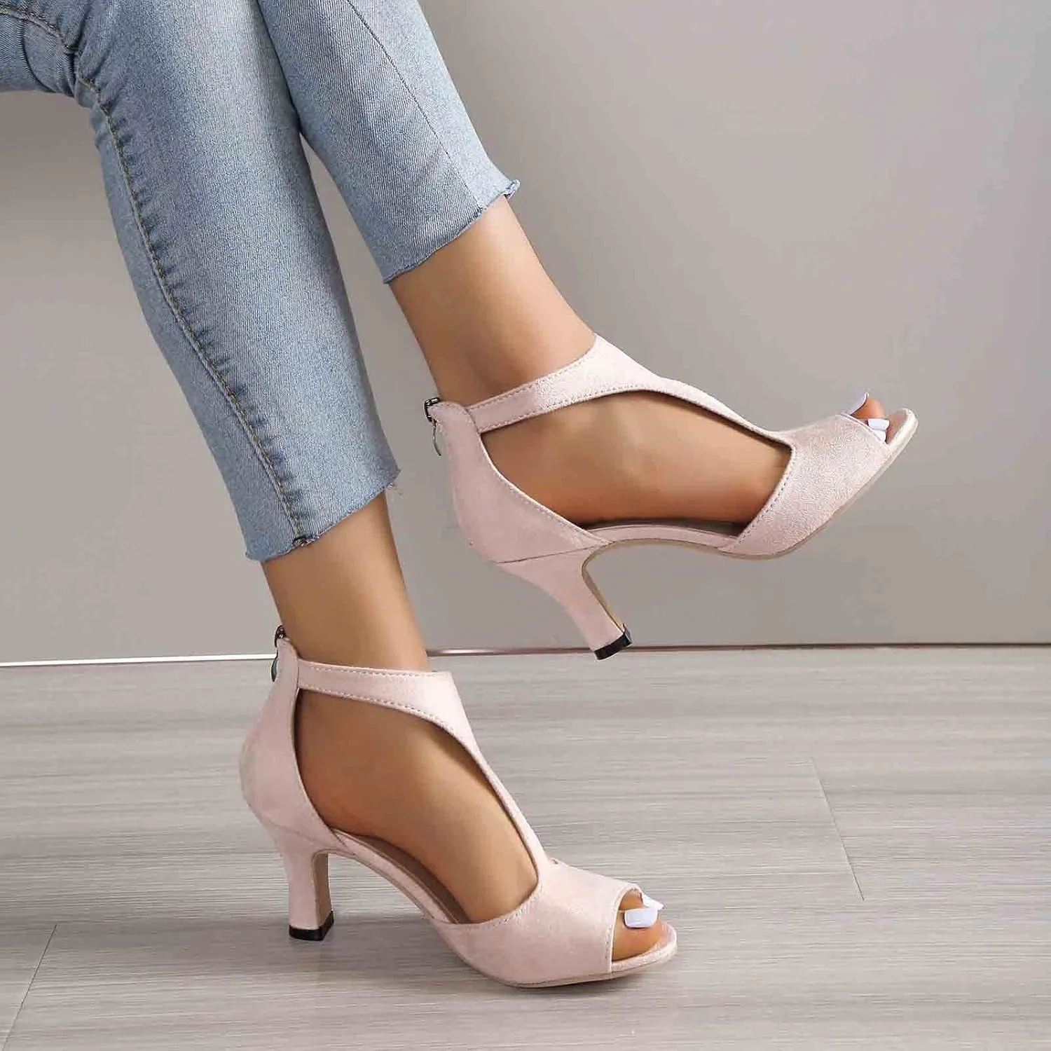 Womens Sandals Fashion Heels, Women'S Sexy High Heel Sandals Open Toe Pointed Party Sandals, Summer Dressy Low Heel Sandals Hollowed Out Comfortable