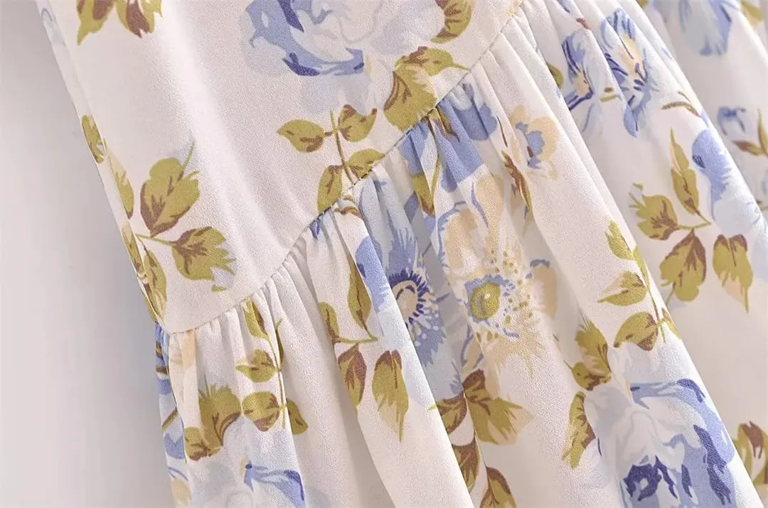 Womens Spaghetti Strap Floral Dress Vintage Asymmetrical Wrap Sundress Party Midi Dresses
