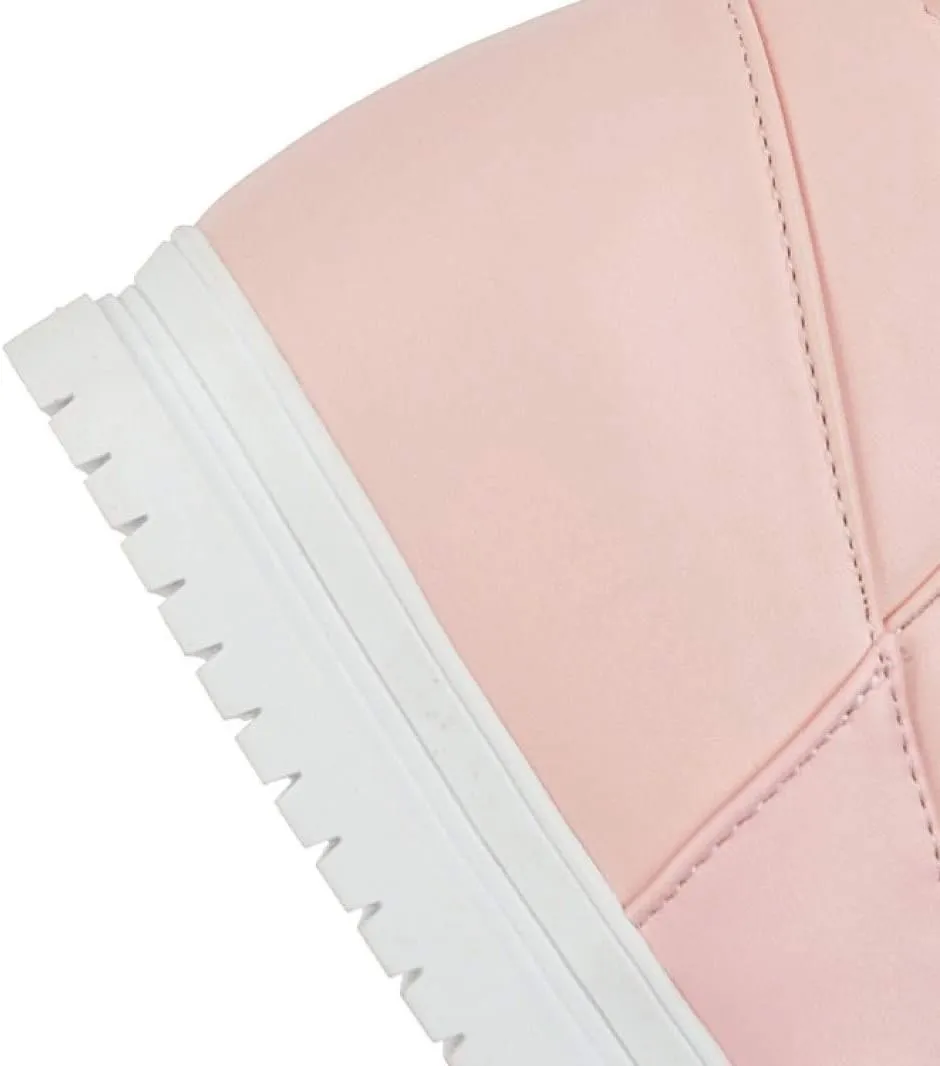 Women's Winter Warm Knee High Down Snow Boots Waterproof Cross-Tied Hidden Wedges Platform Boots