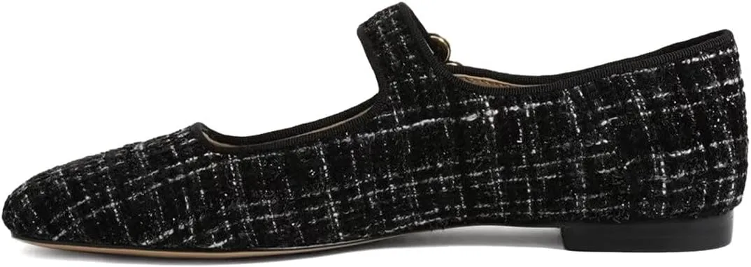 XYD Women Comfy Closed Square Toe Mary Jane Flats Low Heel Single Strap Buckled Outdoor Casual Dress Shoes