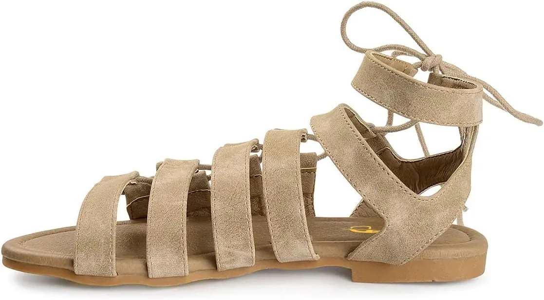 XYD Women Fashion Open Almond Toe Strappy Flats Lace-up Ankle Strap Gladiator Sandals Daily Date Shoes